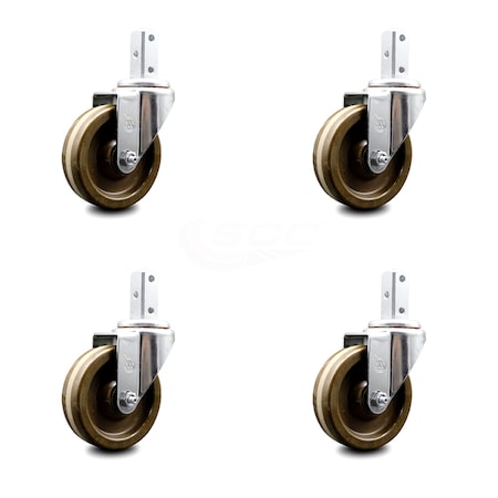 Service Caster 4 Inch High Temp Phenolic Wheel Swivel 7/8 Inch Square Stem Caster Set SCC SCC-SQ20S414-PHSHT-78-4